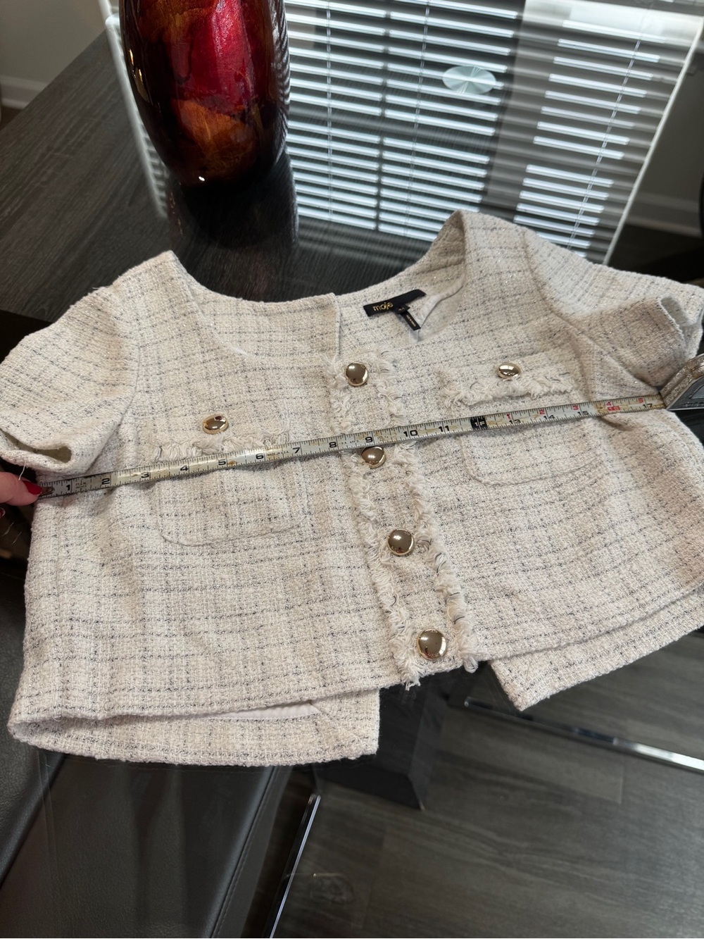 Maje Ecru Tweed Cropped Bustier Top - Picture 15 of 16